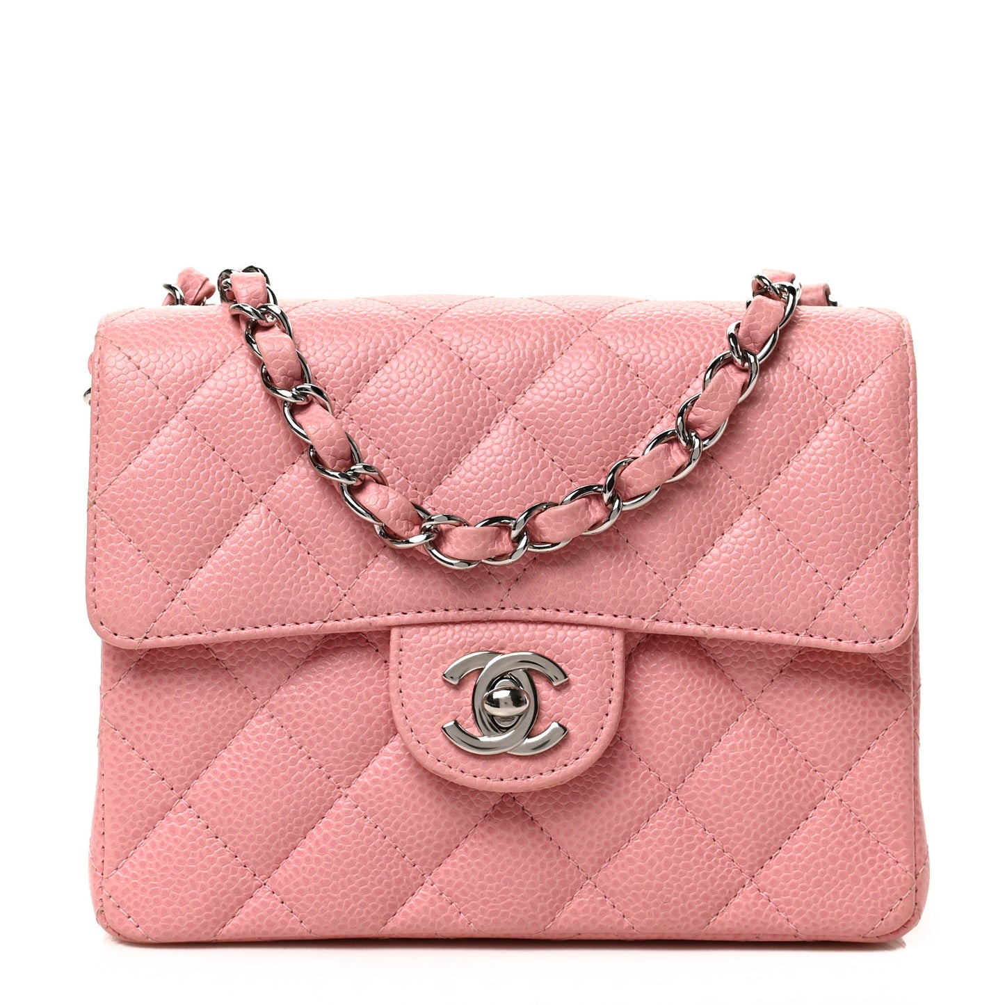 Caviar Quilted Mini Square Flap Pink