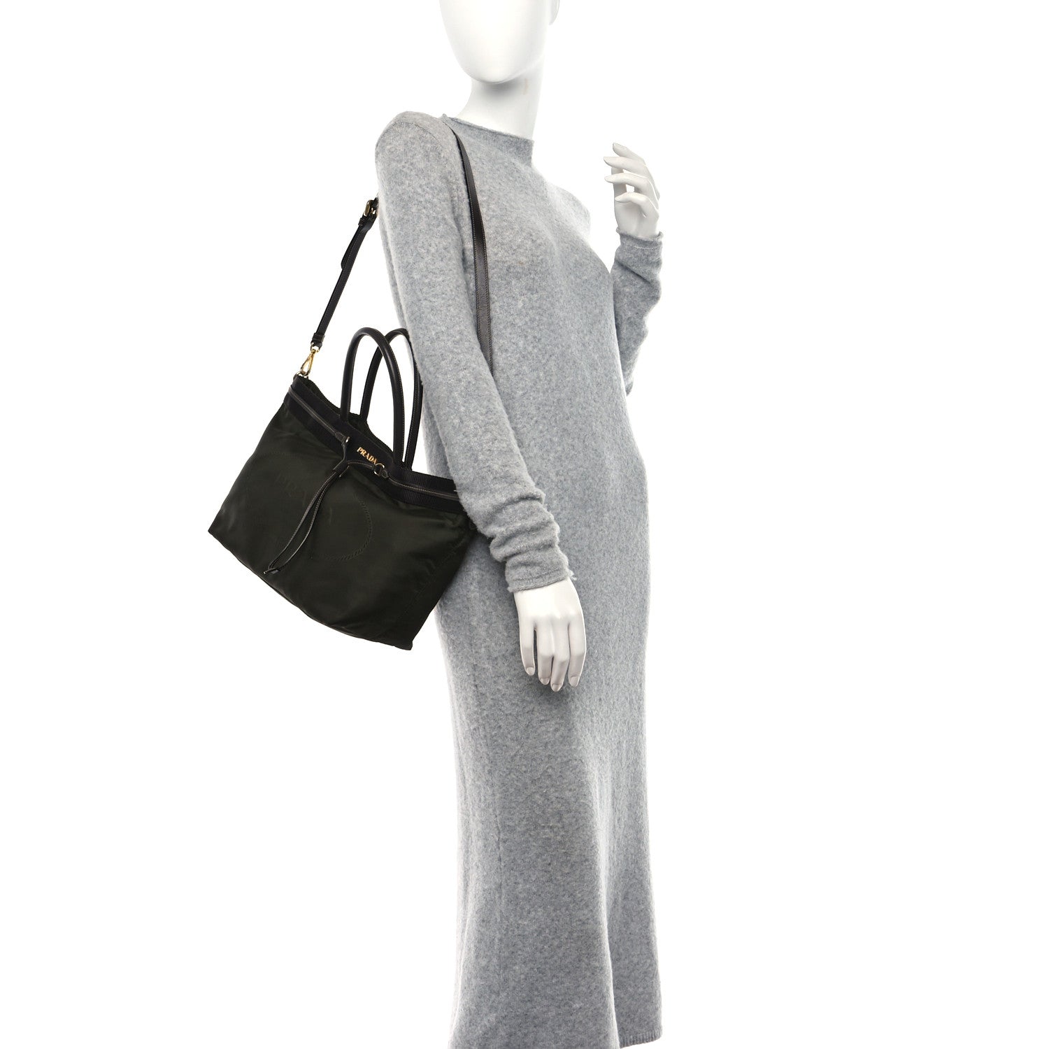 Prada Nylon Jacquard Logo Tote Corda Militaire 2 of 15