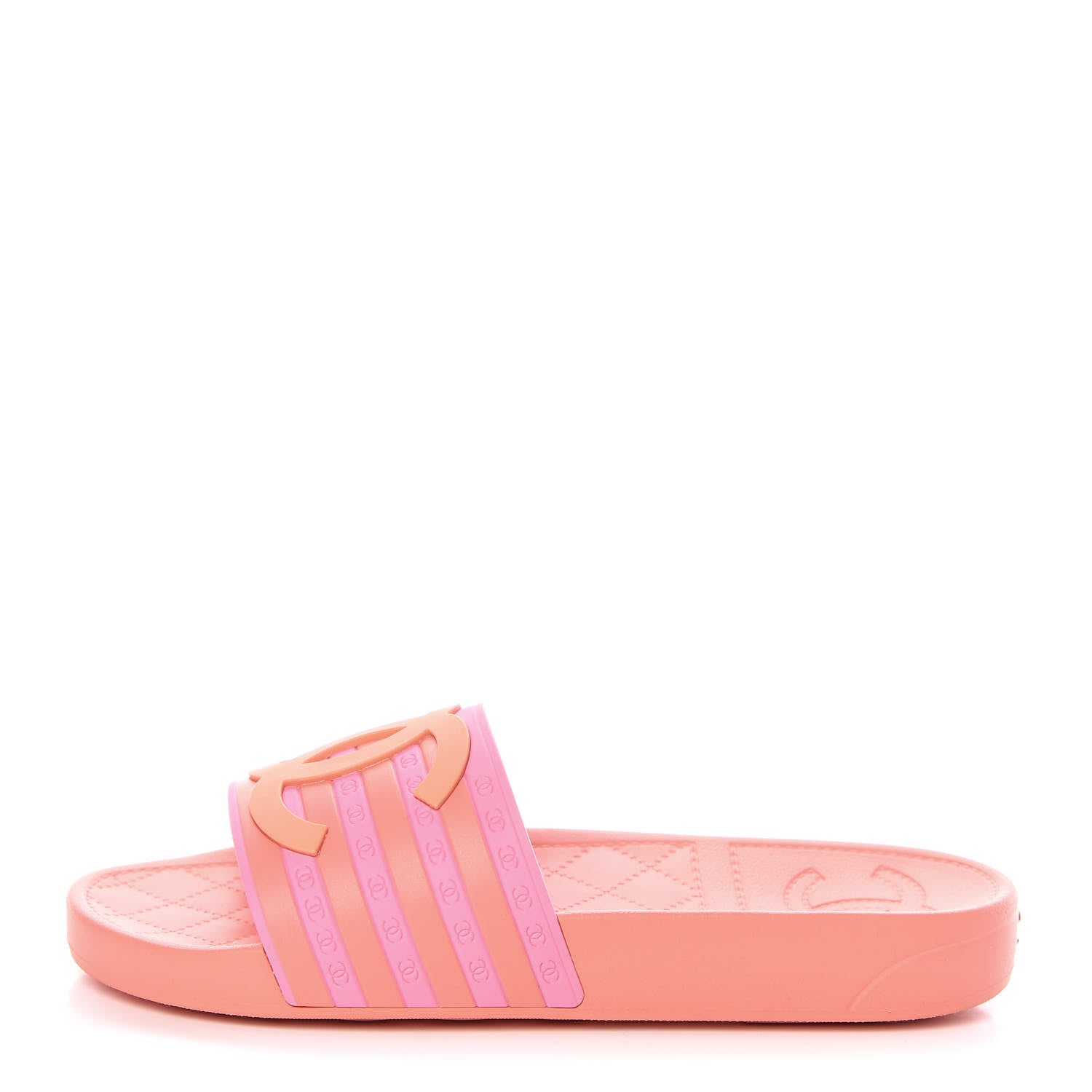 Chanel Rubber CC Flat Slide Sandals 35 Orange Pink 1 of 8