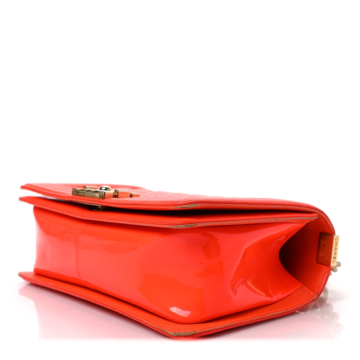 Patent Quilted Medium Boy Flap Orange