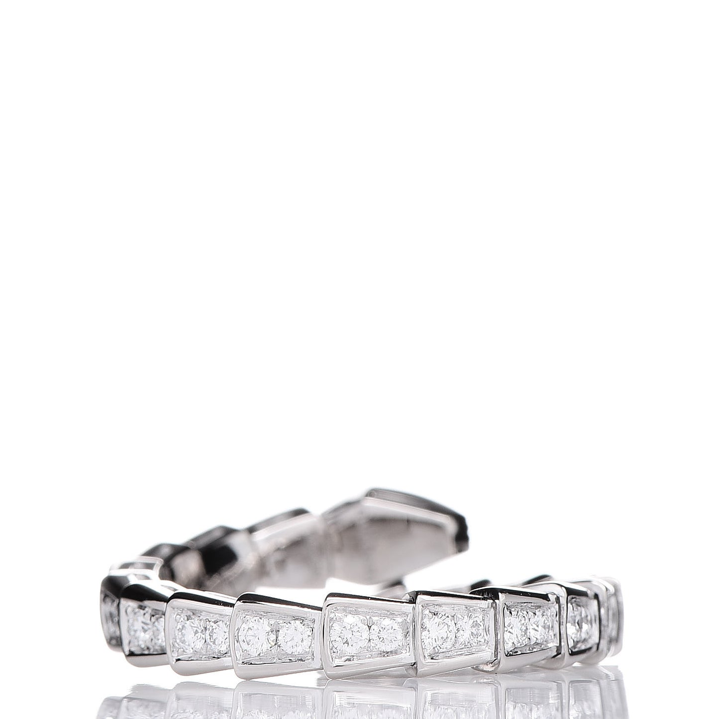18K White Gold Diamond Serpenti Viper Pave Ring L