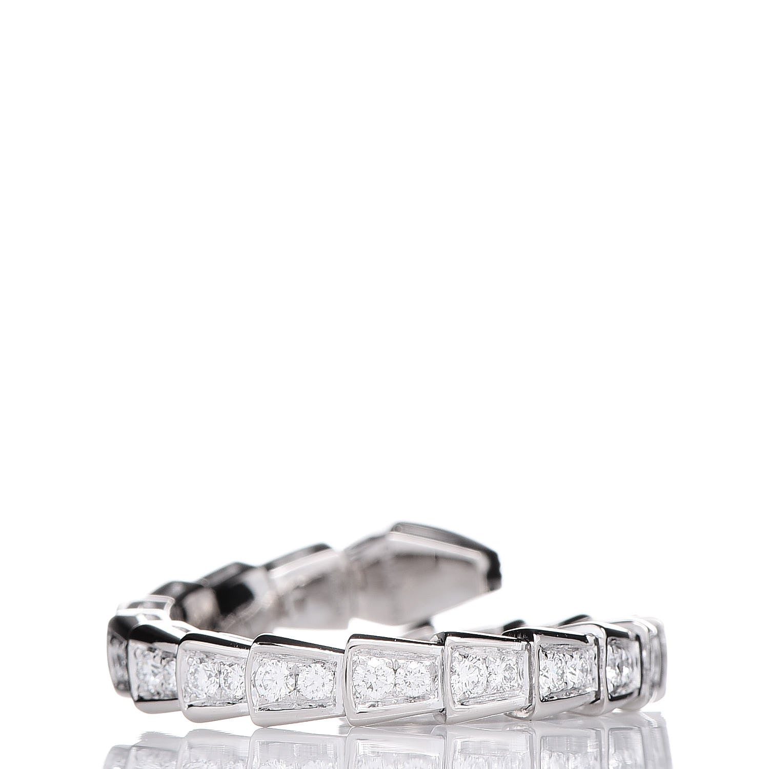 Bulgari 18K White Gold Diamond Serpenti Viper Pave Ring L 4 of 6