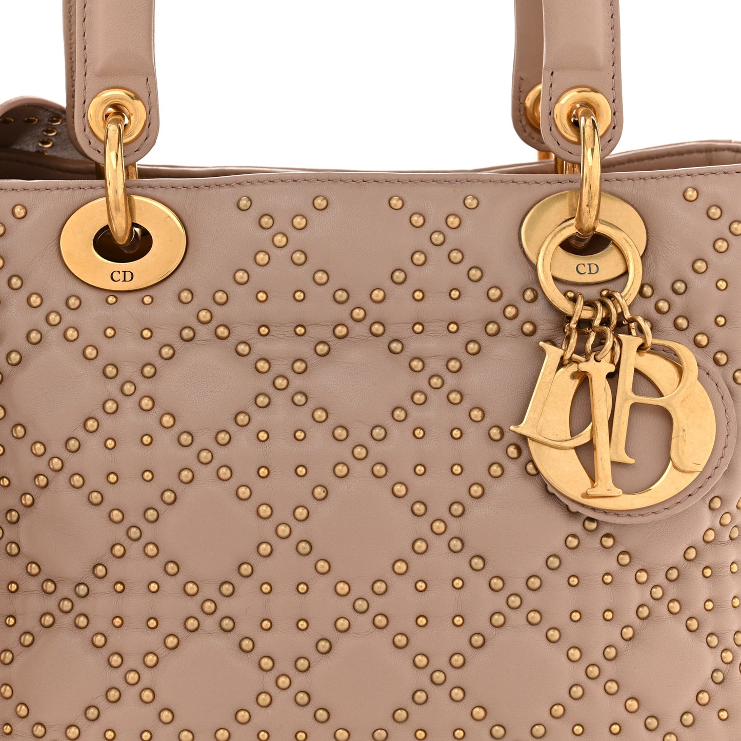 Cannage Studded Medium Supple Lady Dior Light Pink