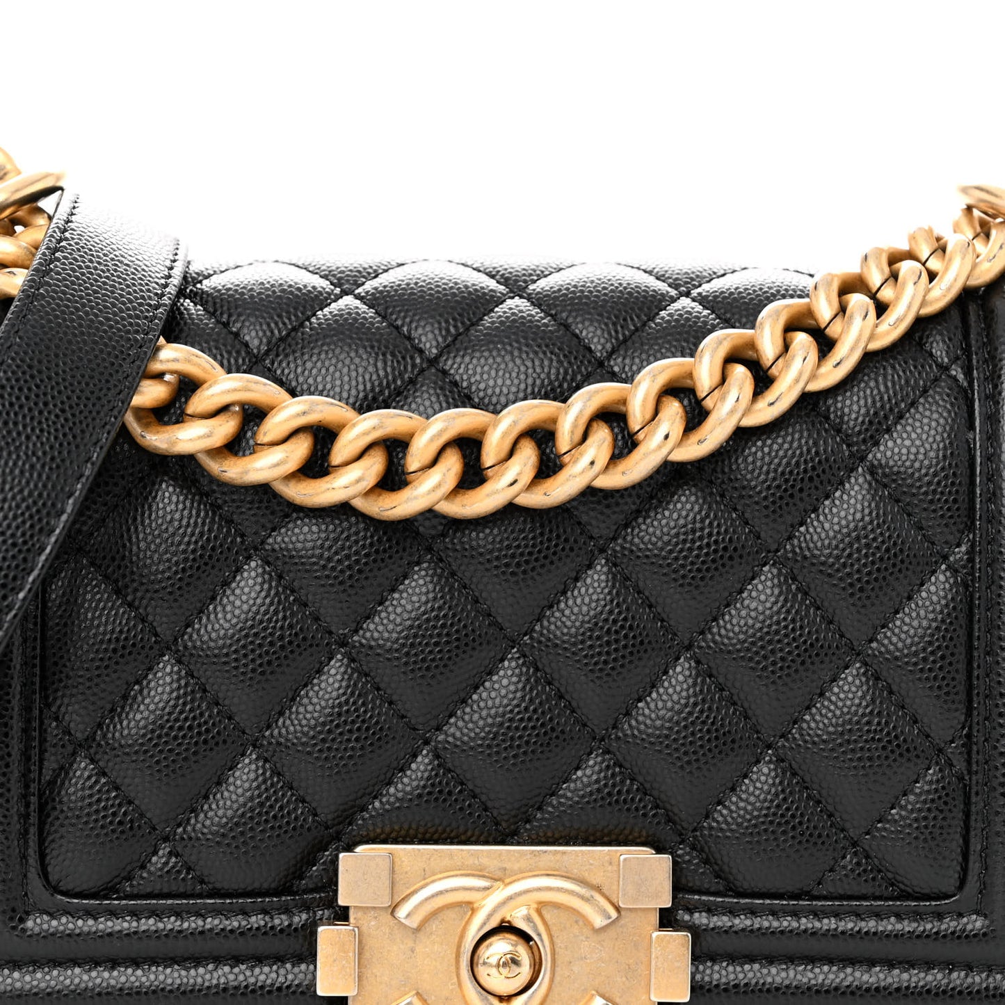Caviar Quilted Small Boy Flap Black
