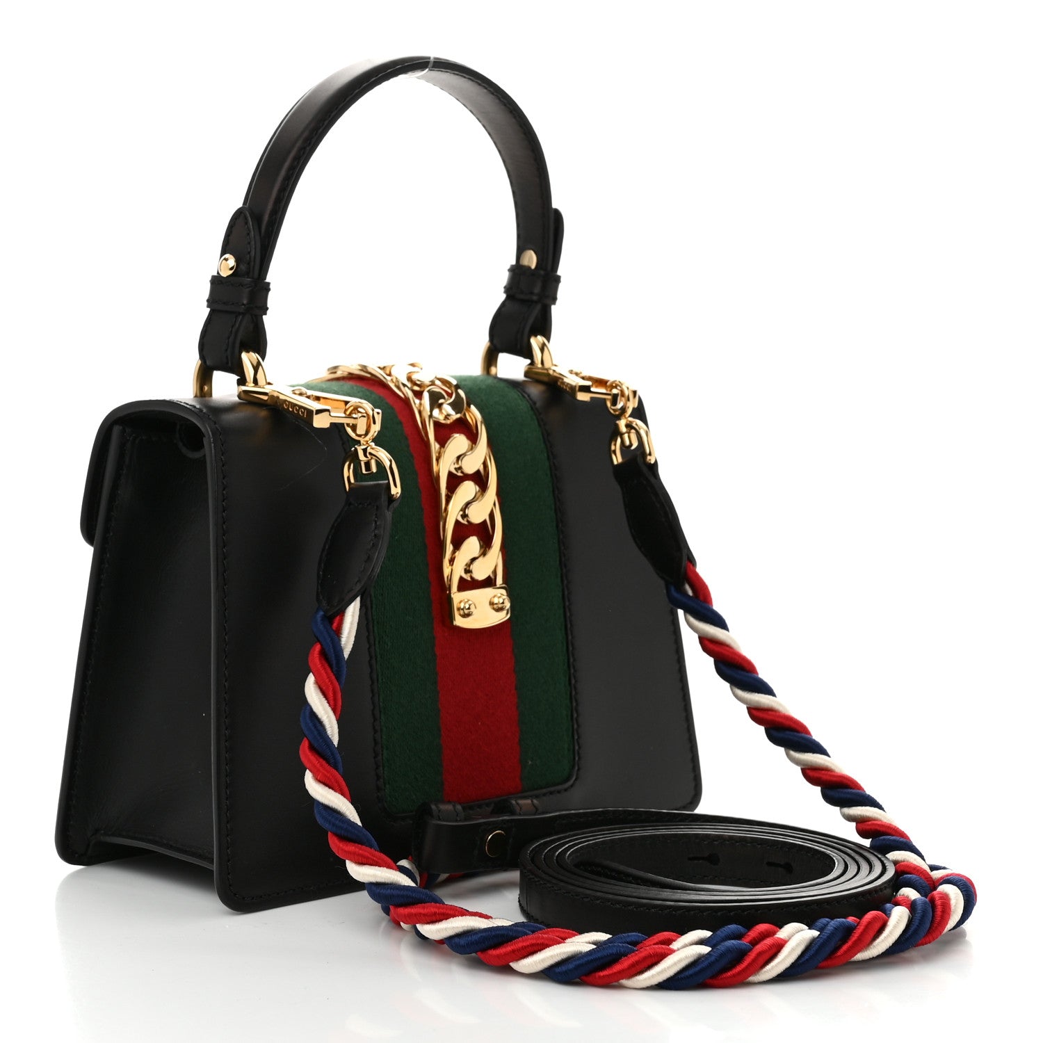 Gucci Calfskin Mini Sylvie Top Handle Bag Black 3 of 10