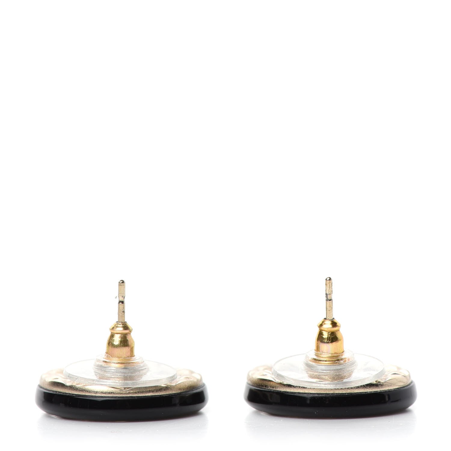 Chanel Resin CC Earrings Gold Black 3 of 5