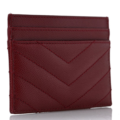Saint Laurent Grain De Poudre Matelasse Chevron Monogram Credit Card Case Opyum Red 3 of 7