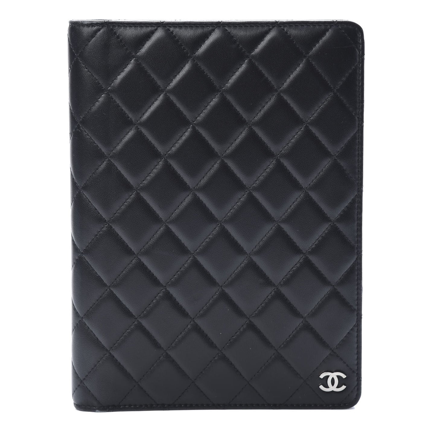 Lambskin Quilted Large Agenda Cover Black