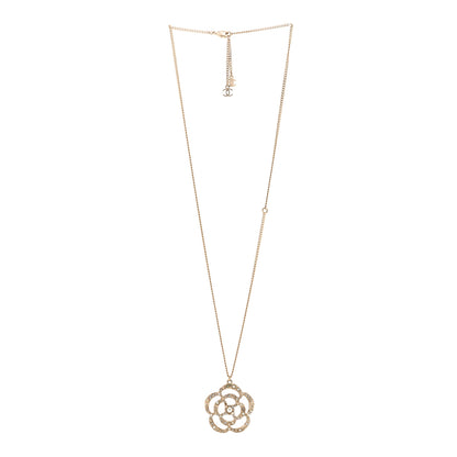 Chanel Crystal Pearl Camellia Necklace Gold 3 of 4