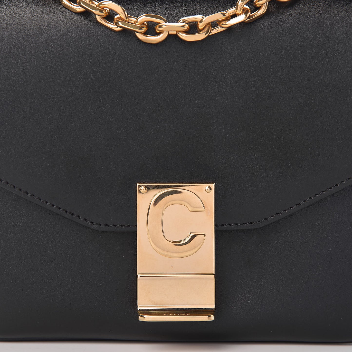 Shiny Calfskin Small C Bag Black