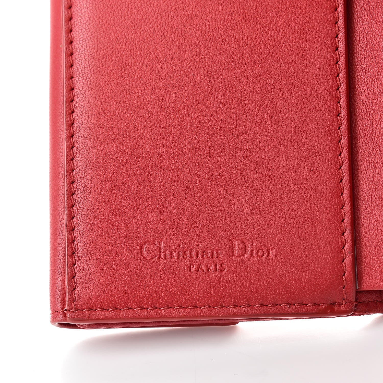 Christian Dior Lambskin Cannage Lady Dior Lotus Wallet Rusty Red 6 of 7