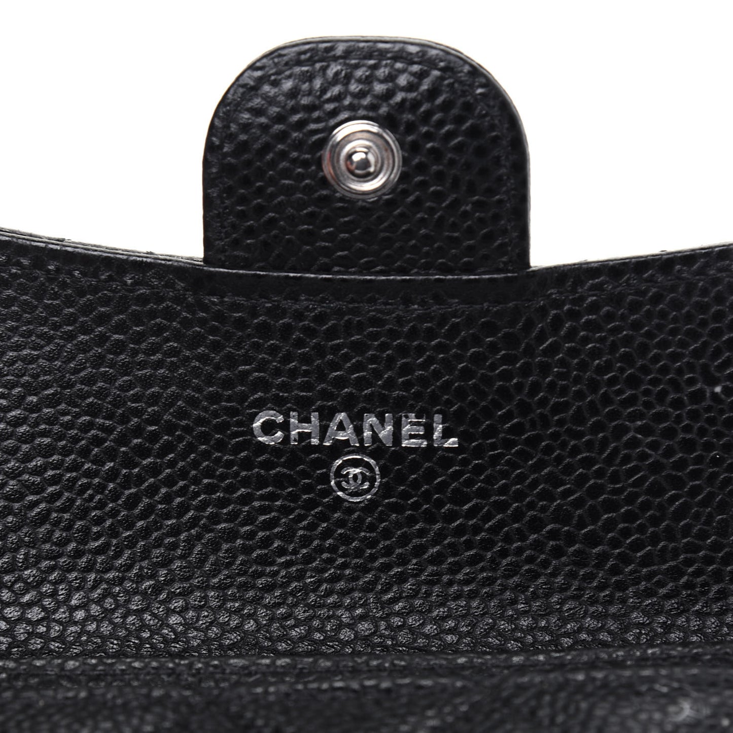 Caviar Quilted Flap Card Holder Wallet Black