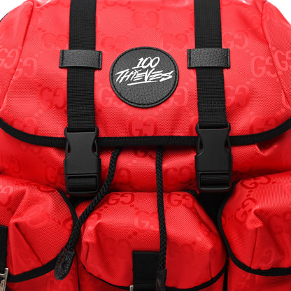 Gucci X 100 THIEVES Econyl Nylon Monogram Off The Grid Utility Pocket Backpack Red Black 7 of 9