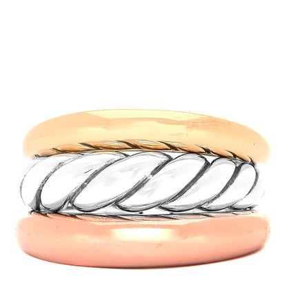 David Yurman Sterling Silver Bronze Brass Pure Form Three-Row Ring 54 7 1 of 8