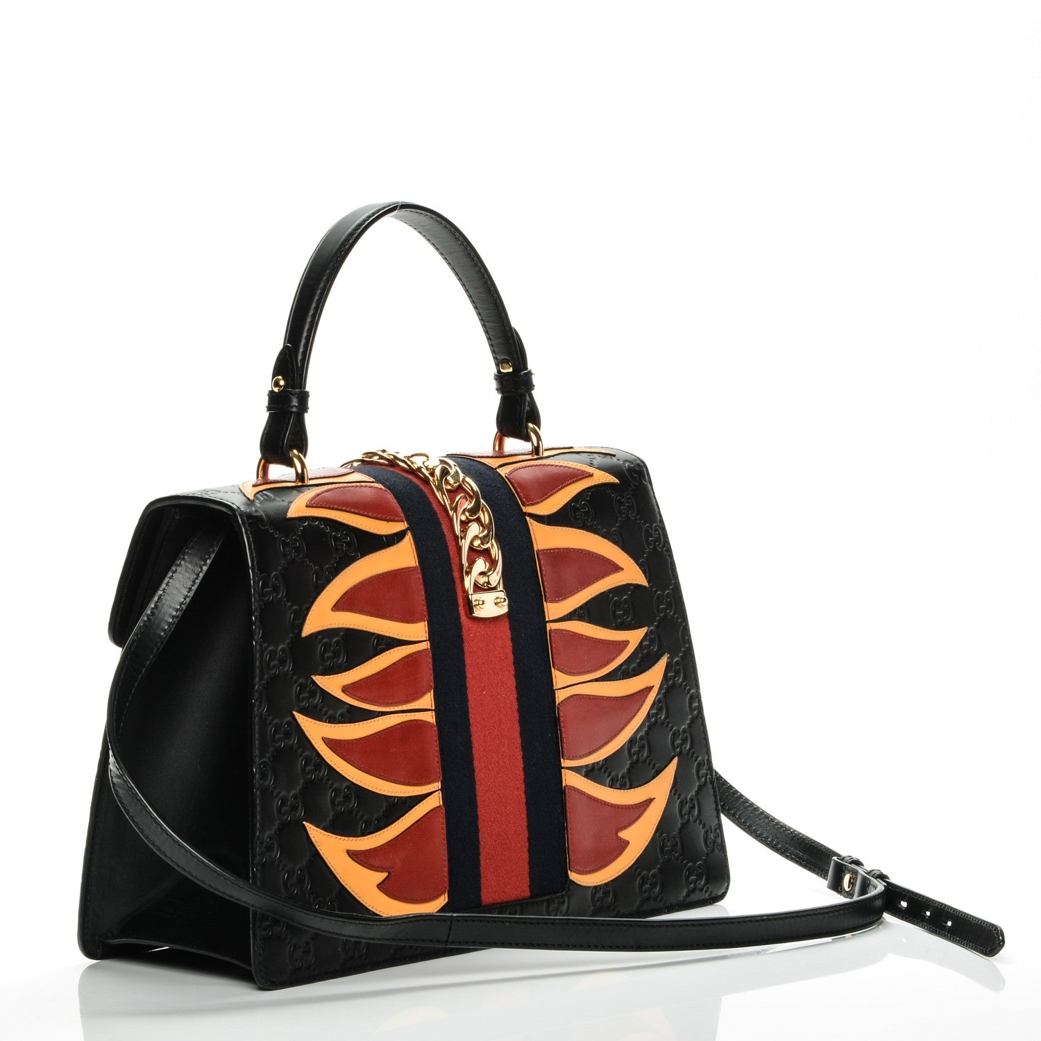 Gucci Guccissima Signature Medium Sylvie Top Handle Bag Black 3 of 8