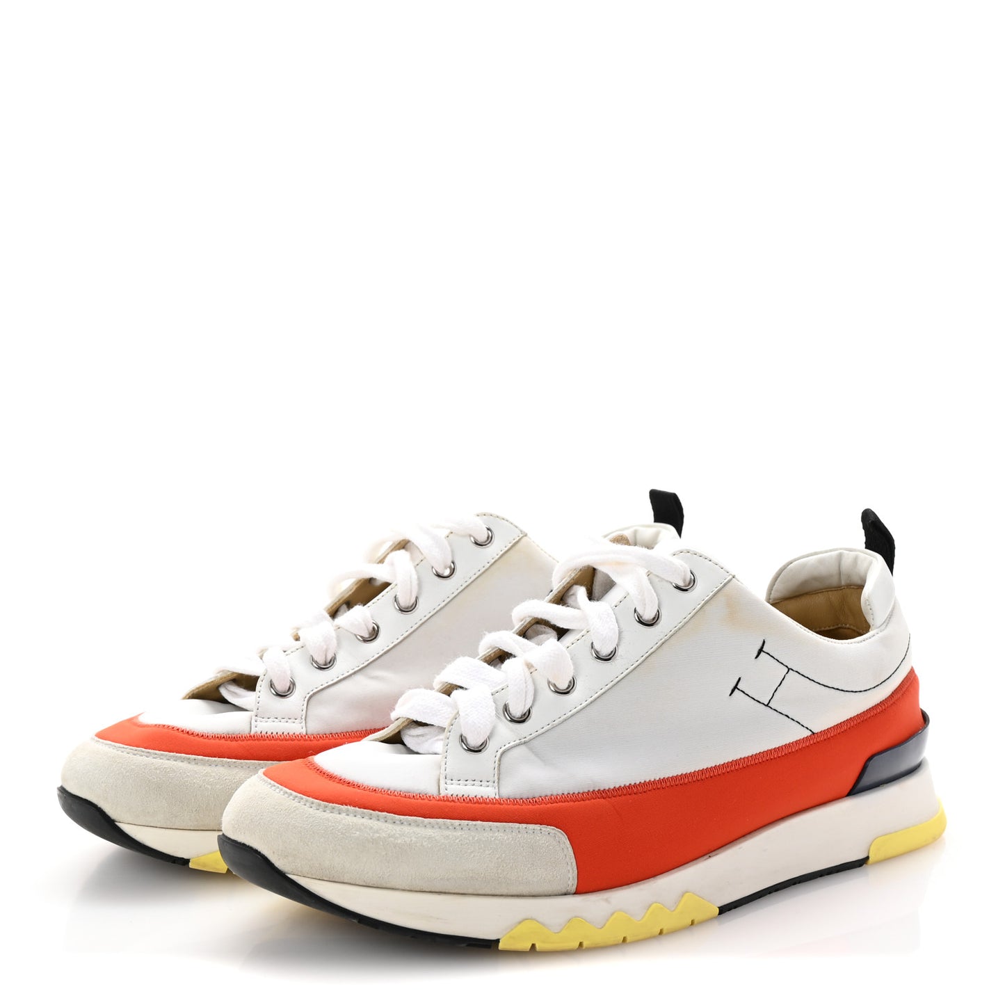 Technical Canvas Suede Goatskin Calfskin Mens Rapid Sneakers 42 White Orange