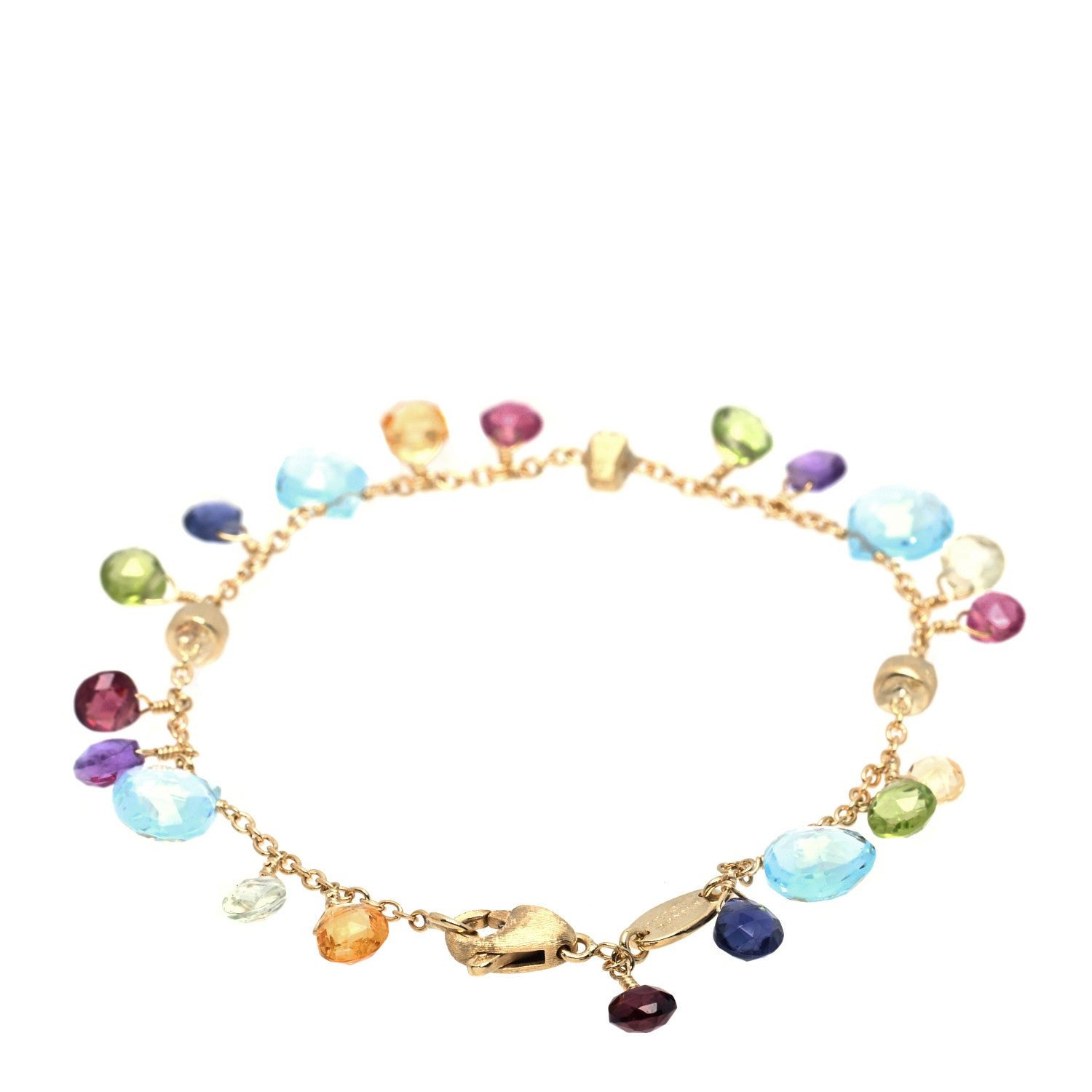 Marco Bicego 18K Yellow Gold Multi Gemstone Blue Topaz Paradise Single Strand Bracelet 2 of 6