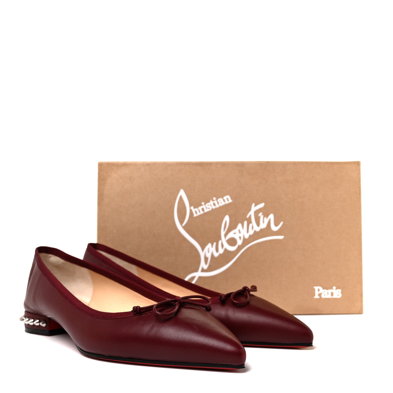 Christian Louboutin Nappa Spiked Hall Flats 39 Red 8 of 8