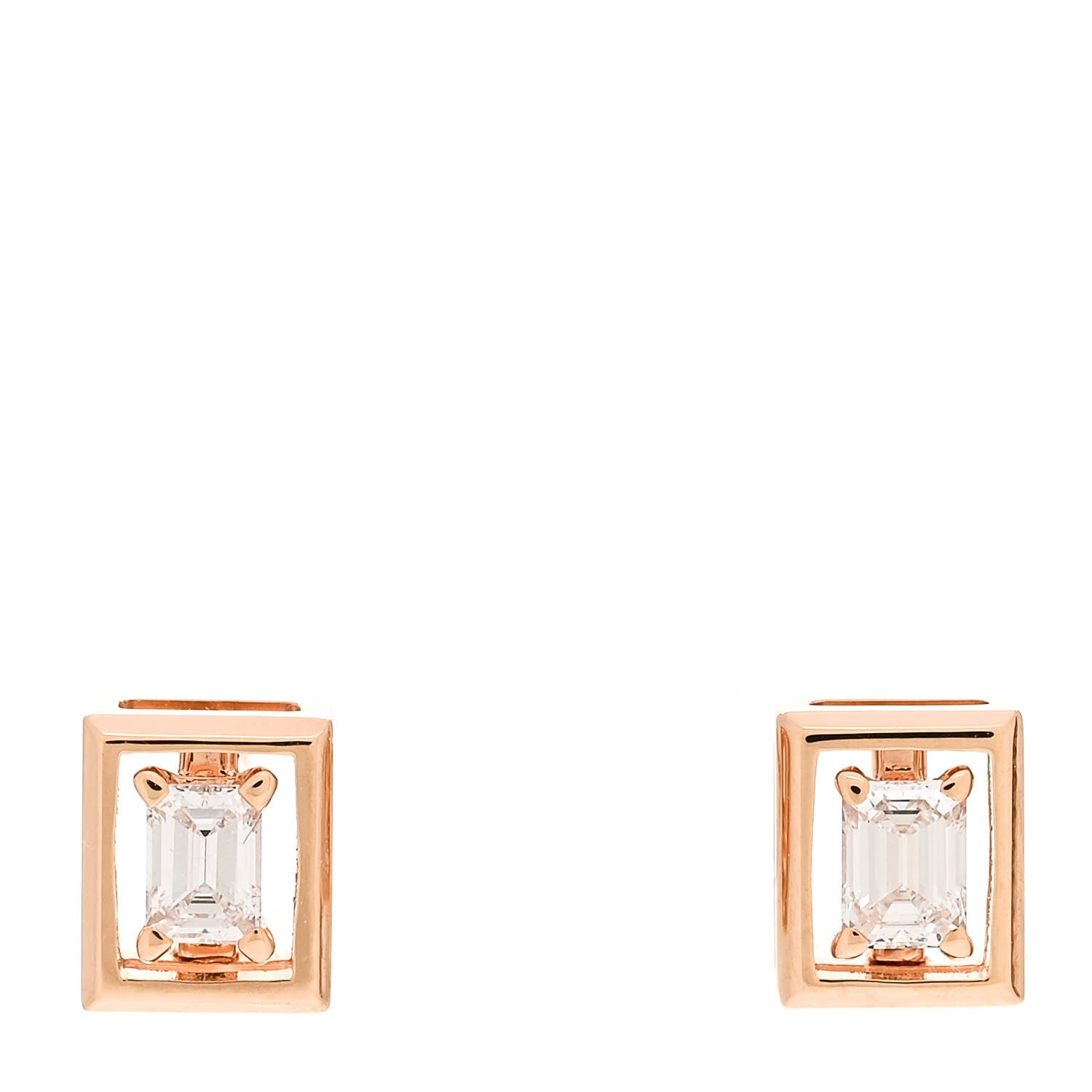 Tiffany 18K Rose Gold Diamond Jewel Box Stud Earrings 1 of 6