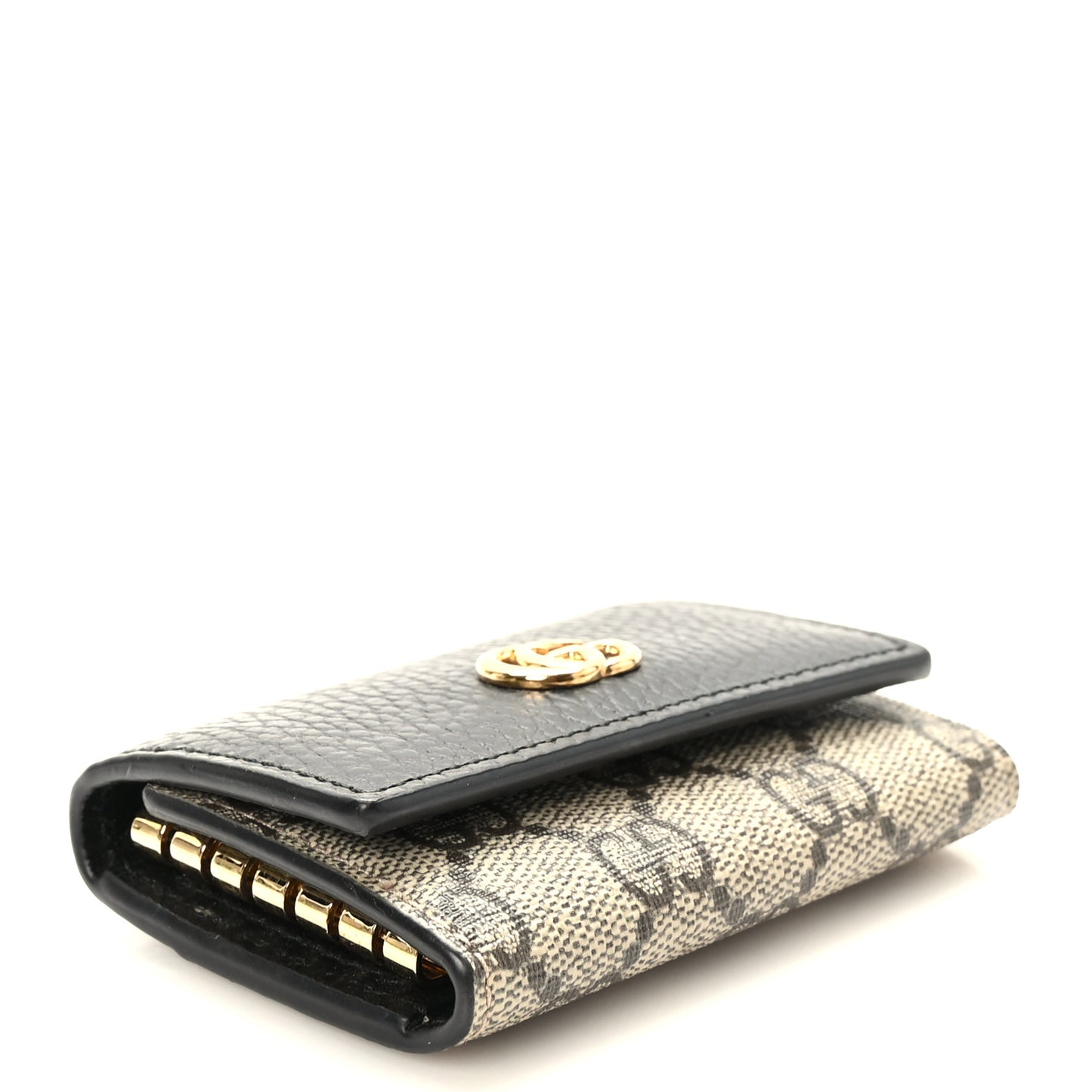 Dollar Calfskin GG Supreme Monogram GG Marmont 6 Key Holder Case Black Beige Ebony