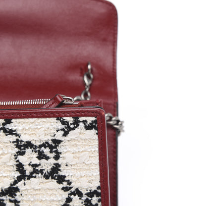 Gucci Tweed GG Monogram Mini Dionysus Chain Wallet White Black Romantic Cherry 11 of 11