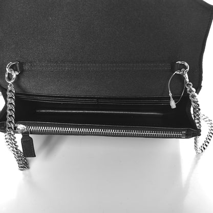 Saint Laurent Satin Chevron Monogram Envelope Chain Wallet Black 5 of 6