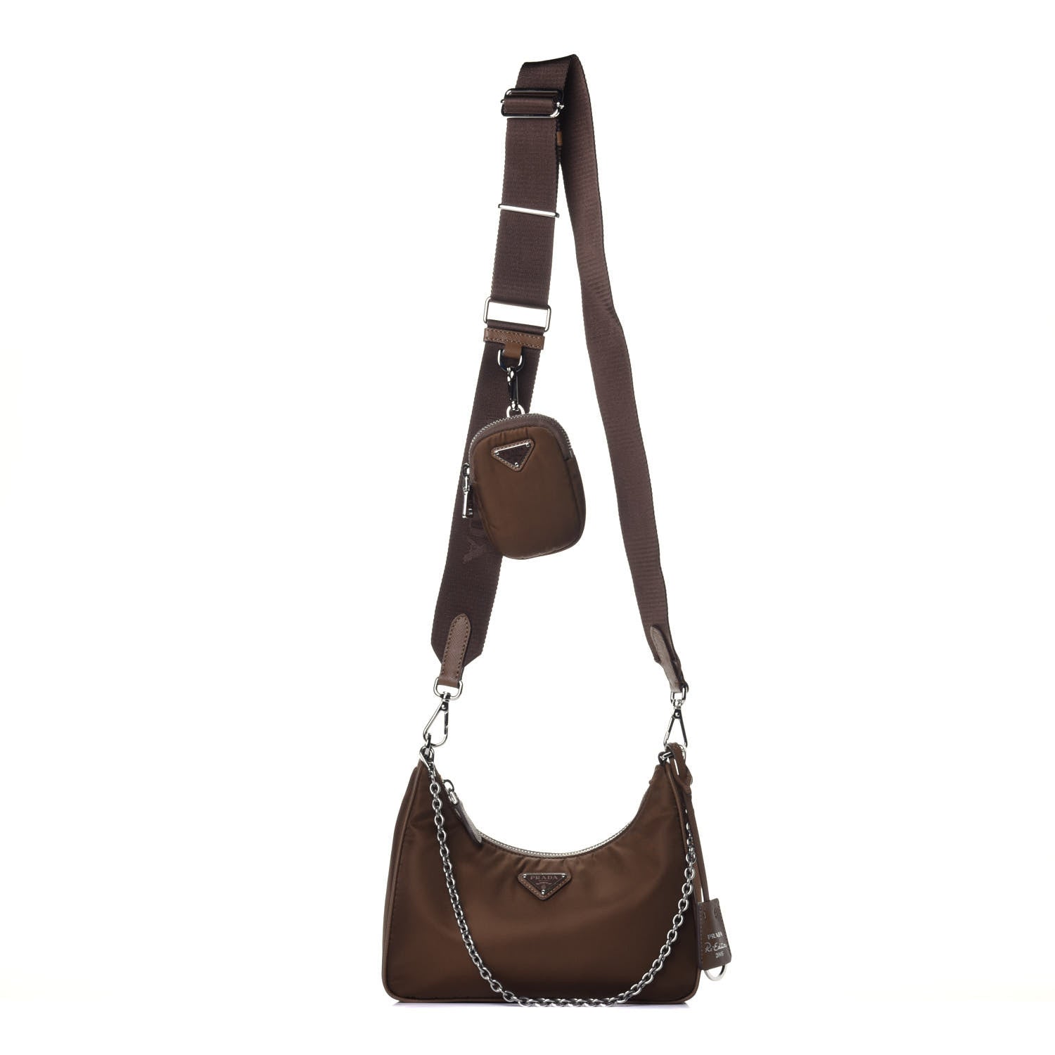 Prada Tessuto Nylon Saffiano Re-Edition 2005 Shoulder Bag Cacao 1 of 10