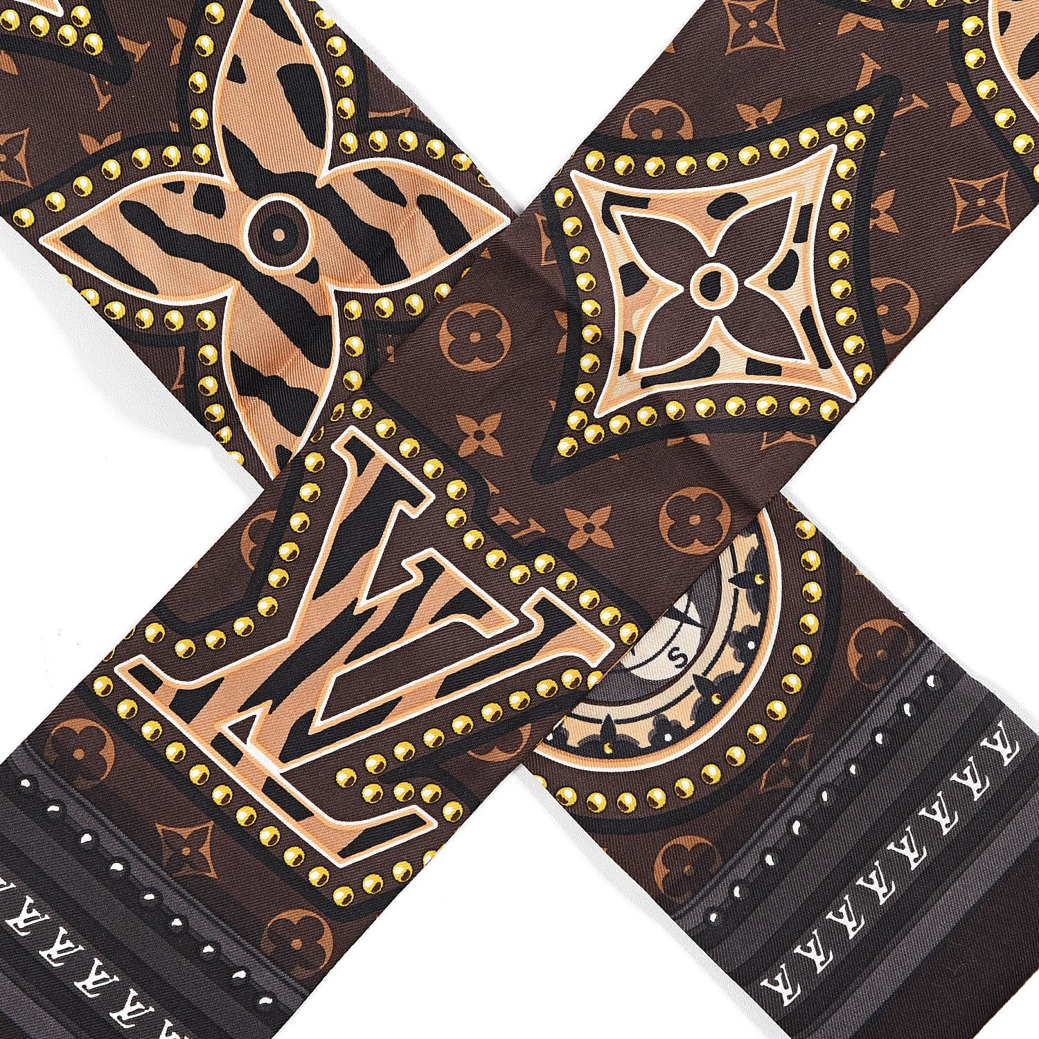 Louis Vuitton Silk Monogram LV World Bandeau Brown 3 of 5