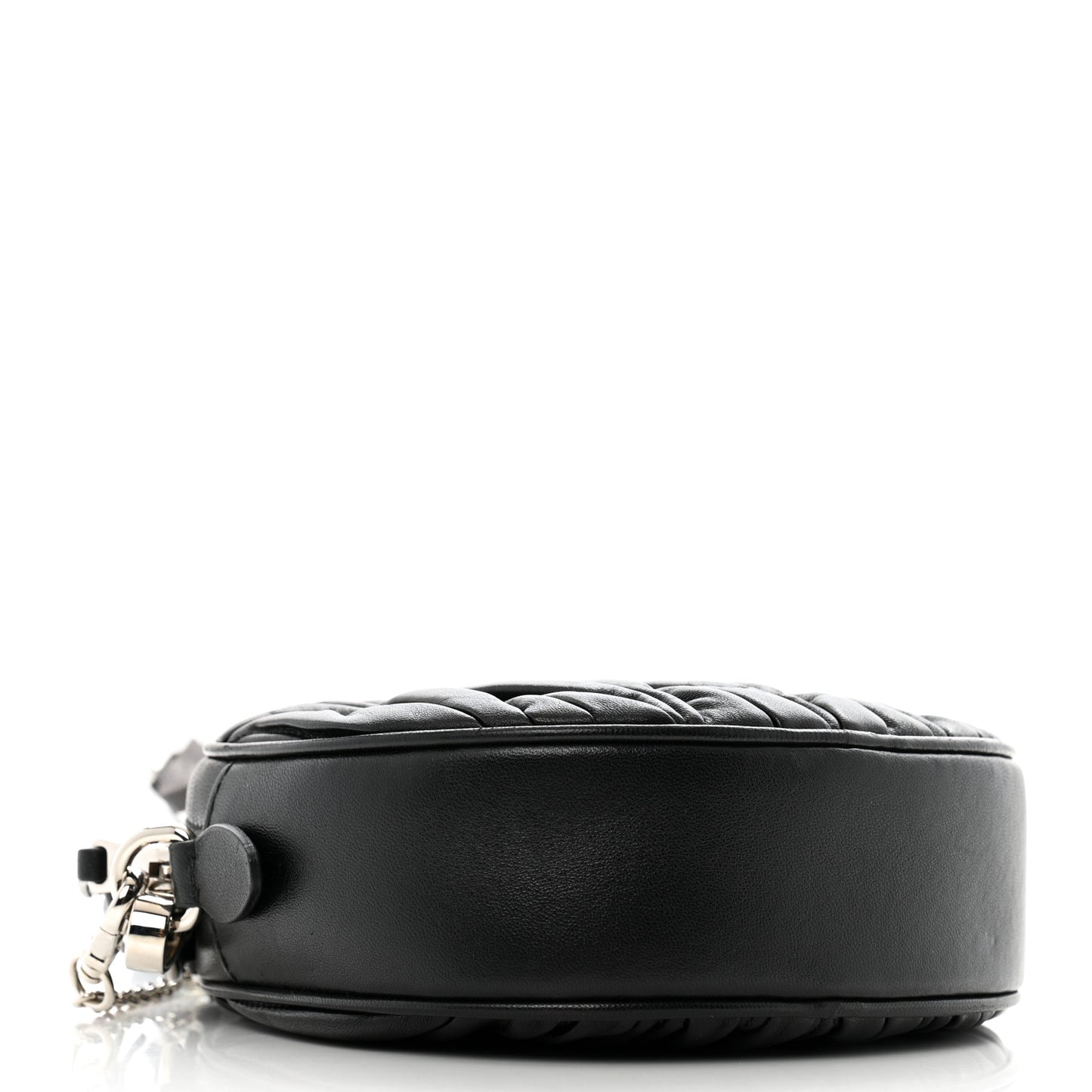 Nappa Matelasse Crystal Round Crossbody Bag Black