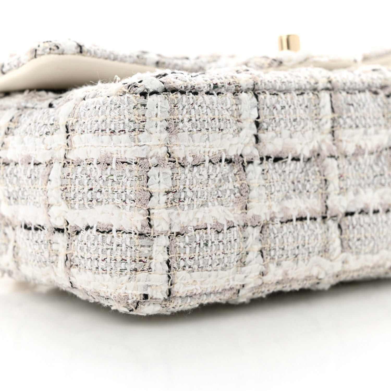 Chanel Tweed Quilted Mini Rectangular Flap White Grey 9 of 11