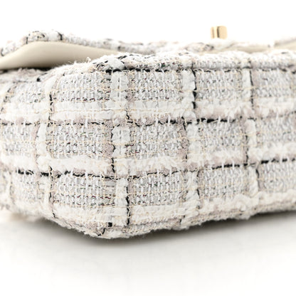 Chanel Tweed Quilted Mini Rectangular Flap White Grey 9 of 11