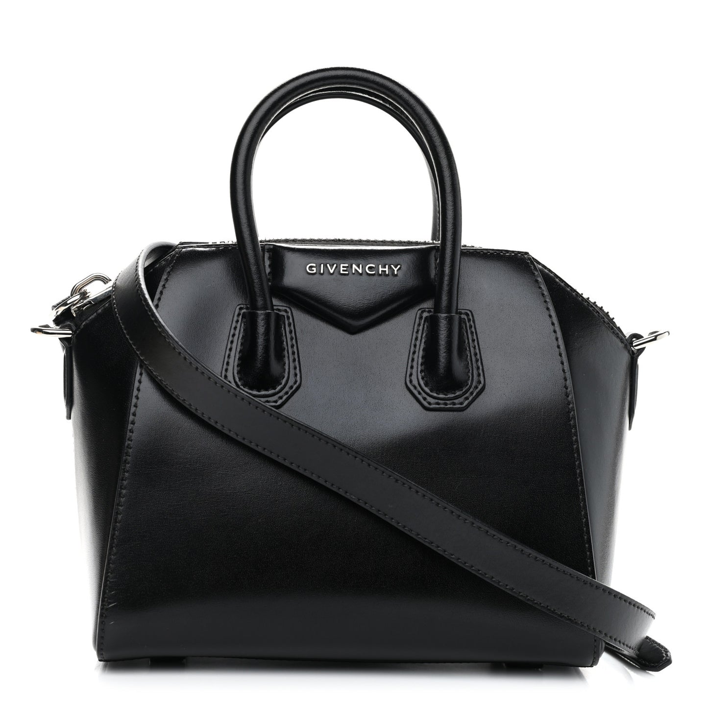 Shiny Lord Calfskin Mini Antigona Black