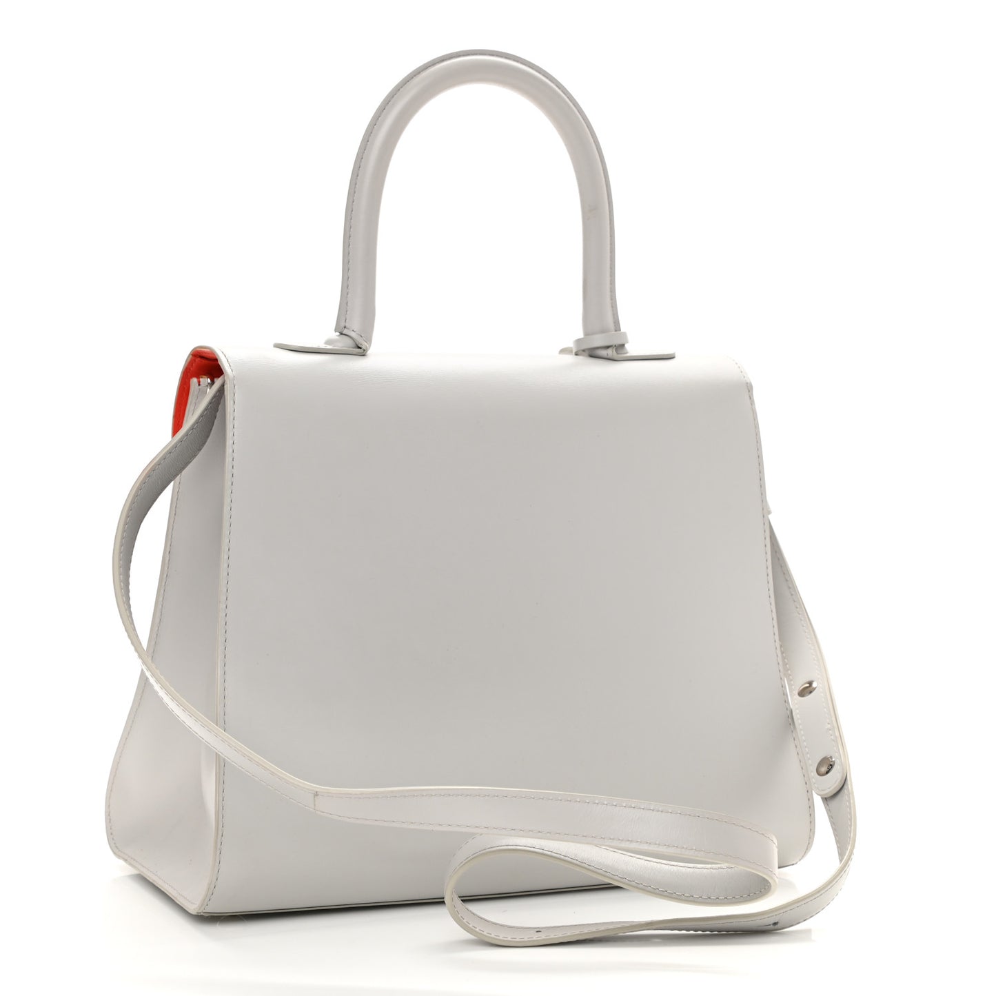 Calfskin MM Brillant Satchel Light Grey Red
