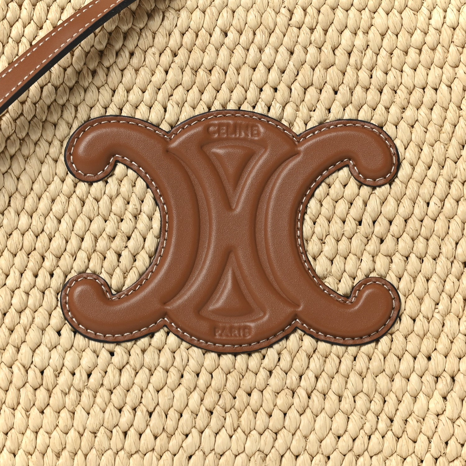 Celine Raffia Calfskin Triomphe Small Cabas Thais Tan 8 of 10