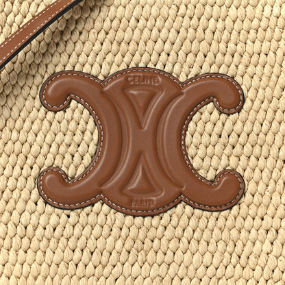 Celine Raffia Calfskin Triomphe Small Cabas Thais Tan 8 of 10