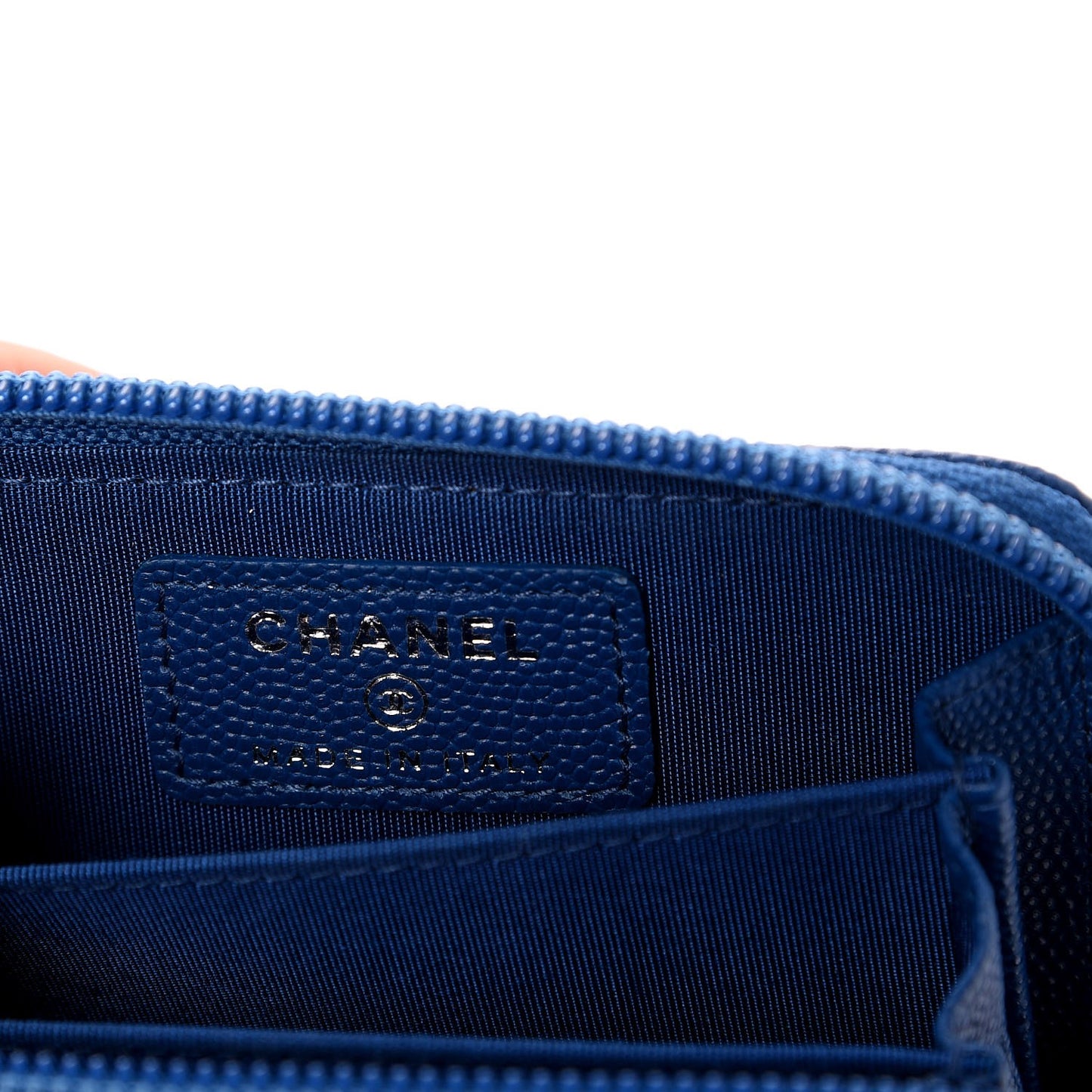 Caviar Quilted Boy Zip Around Coin Purse Wallet Blue