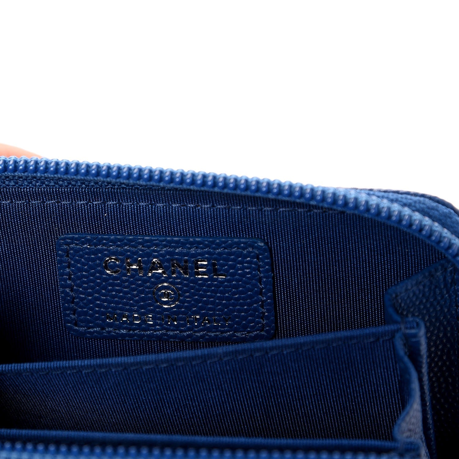 Chanel Caviar Quilted Boy Zip Around Coin Purse Wallet Blue 6 of 8
