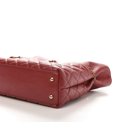 Chanel Aged Calfskin Quilted Drawstring Shopping Tote Red 7 of 12