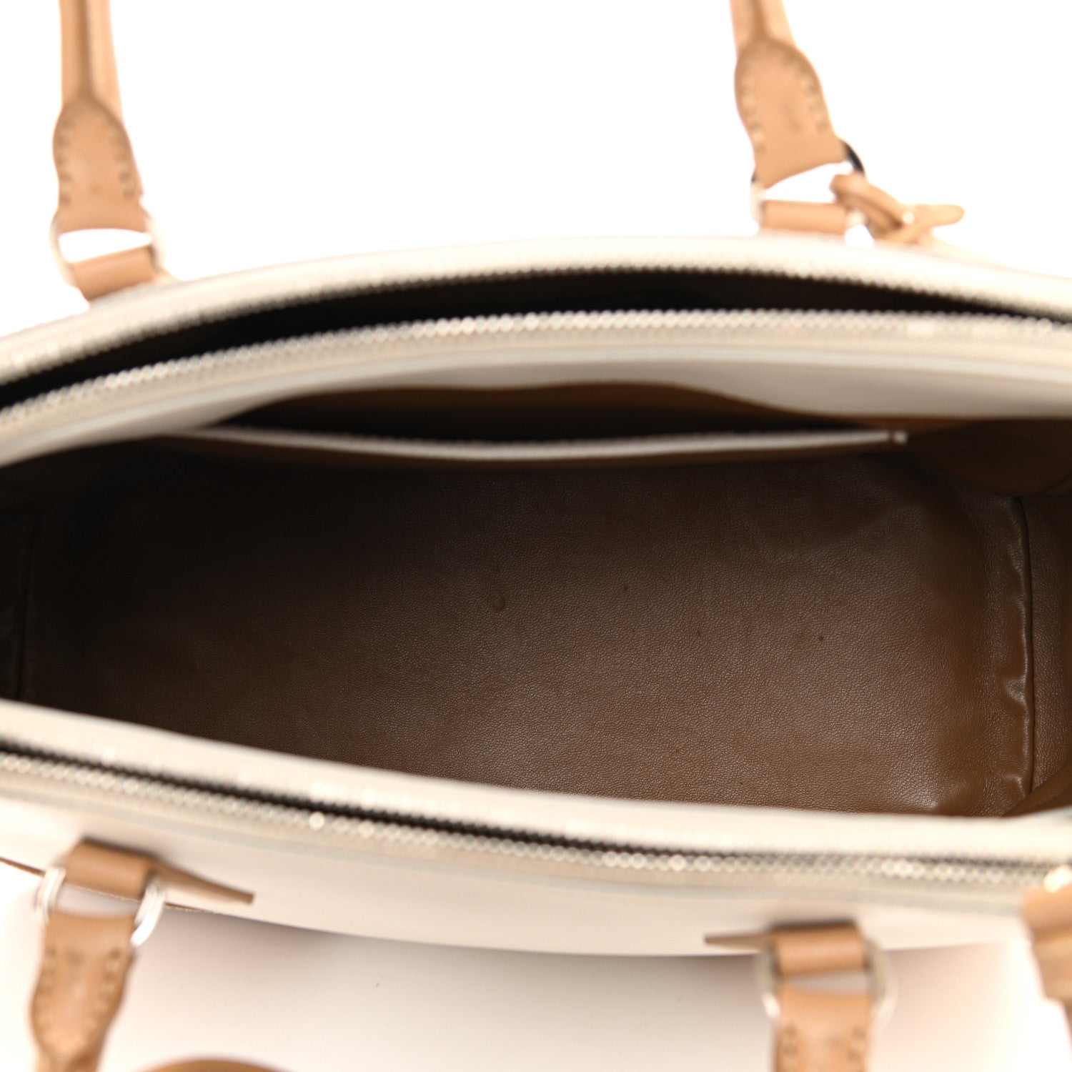 Prada Saffiano Lux Small Bi-Color Galleria Double Zip Tote Talco Natural 5 of 13