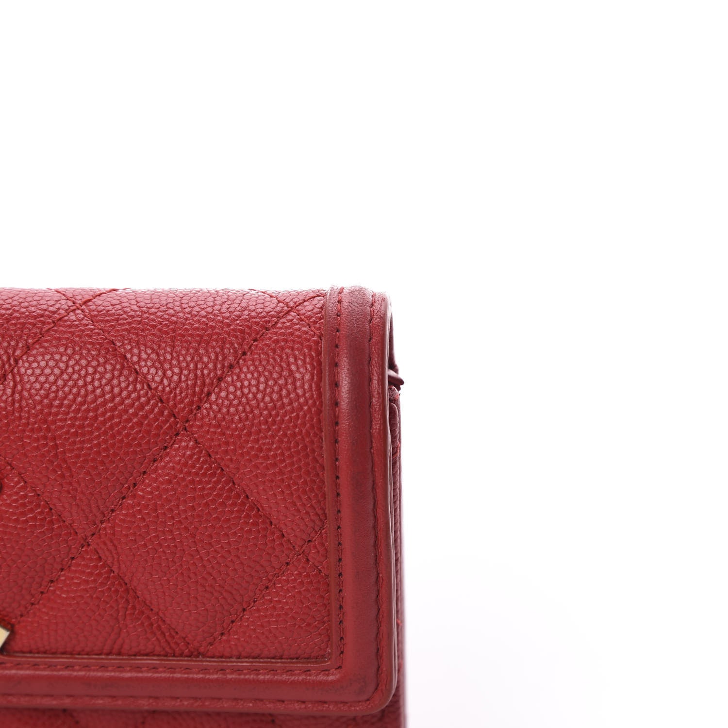 Chanel Caviar Quilted Large Filigree Gusset Flap Wallet Red 8 of 12