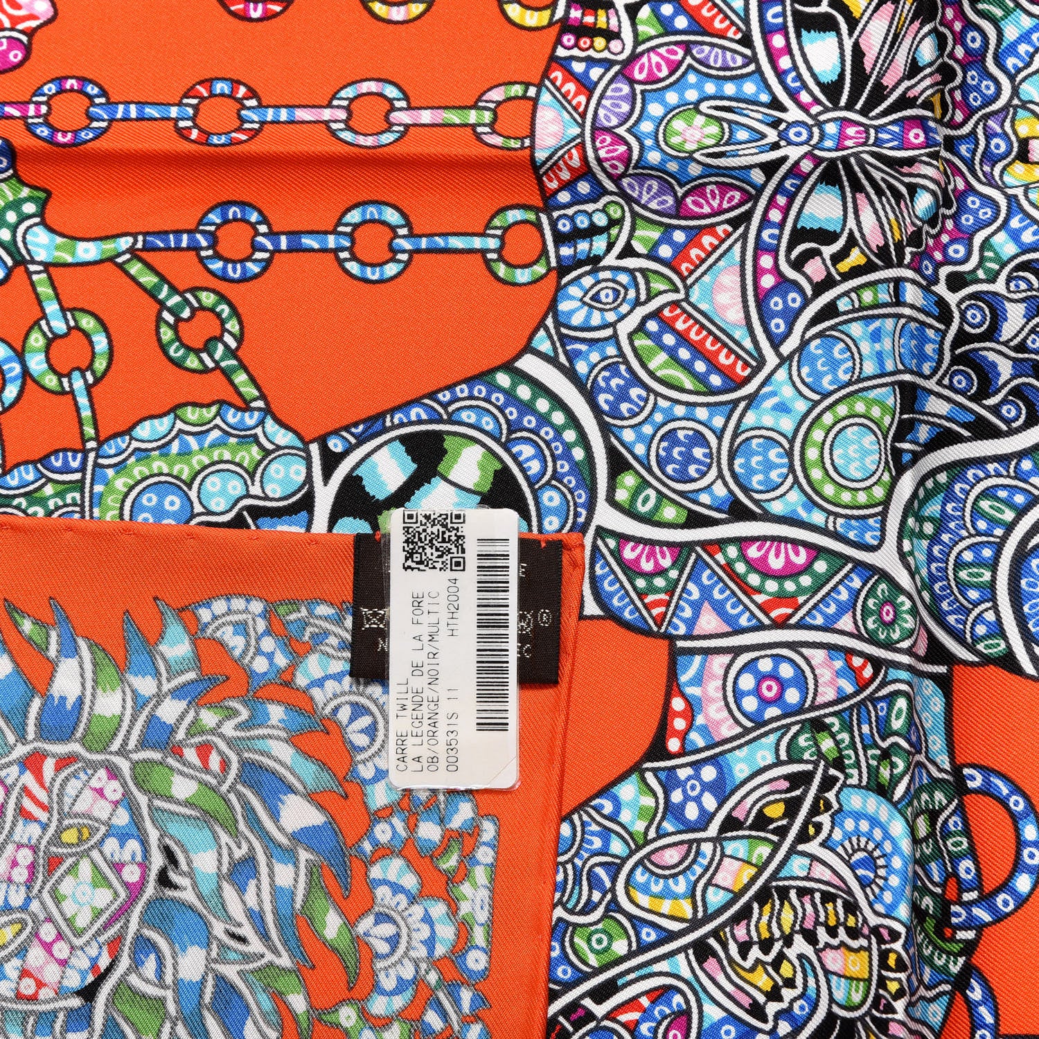 Hermes Silk La Legende de La Foret Scarf 90 Orange Black Multicolor 2 of 4