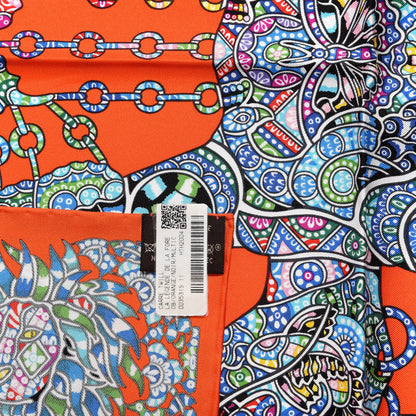 Hermes Silk La Legende de La Foret Scarf 90 Orange Black Multicolor 2 of 4