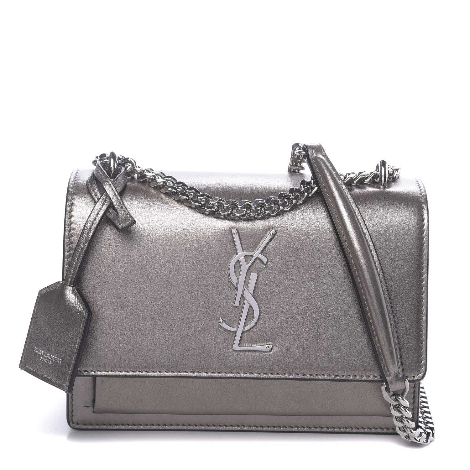 Saint Laurent Metallic Calfskin Small Monogram Sunset Piombo 1 of 9