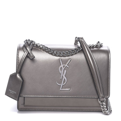 Saint Laurent Metallic Calfskin Small Monogram Sunset Piombo 1 of 9