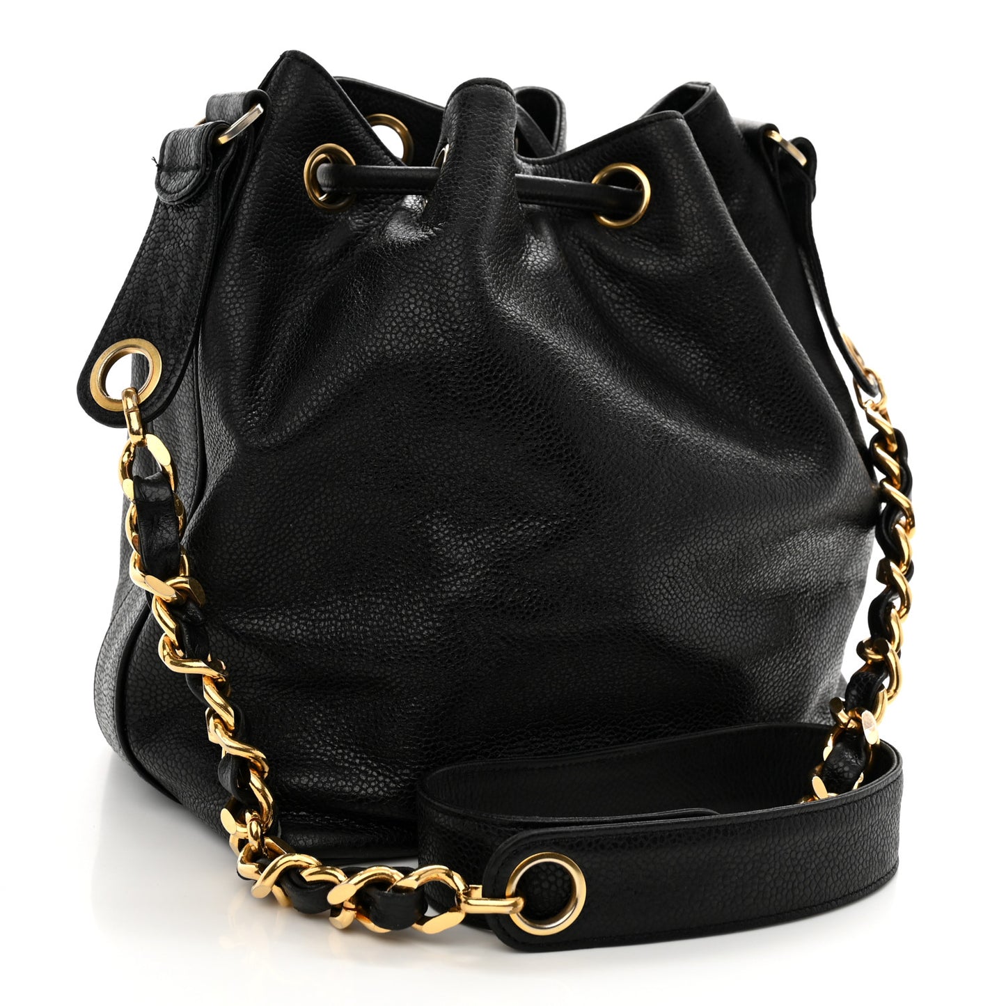 Caviar CC Chain Mini Drawstring Bag Black