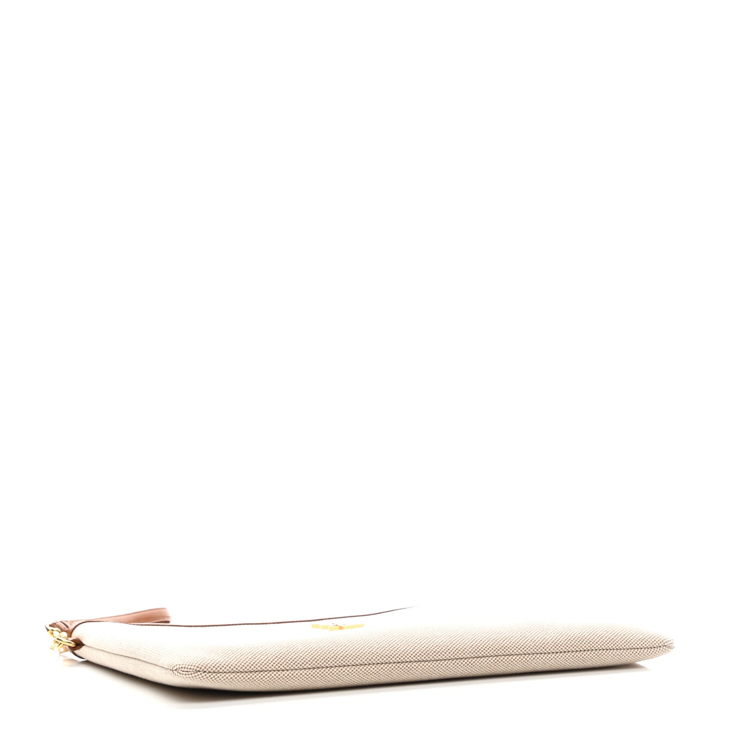 Canvas Monogram Zipped Pouch Natural Beige Brick