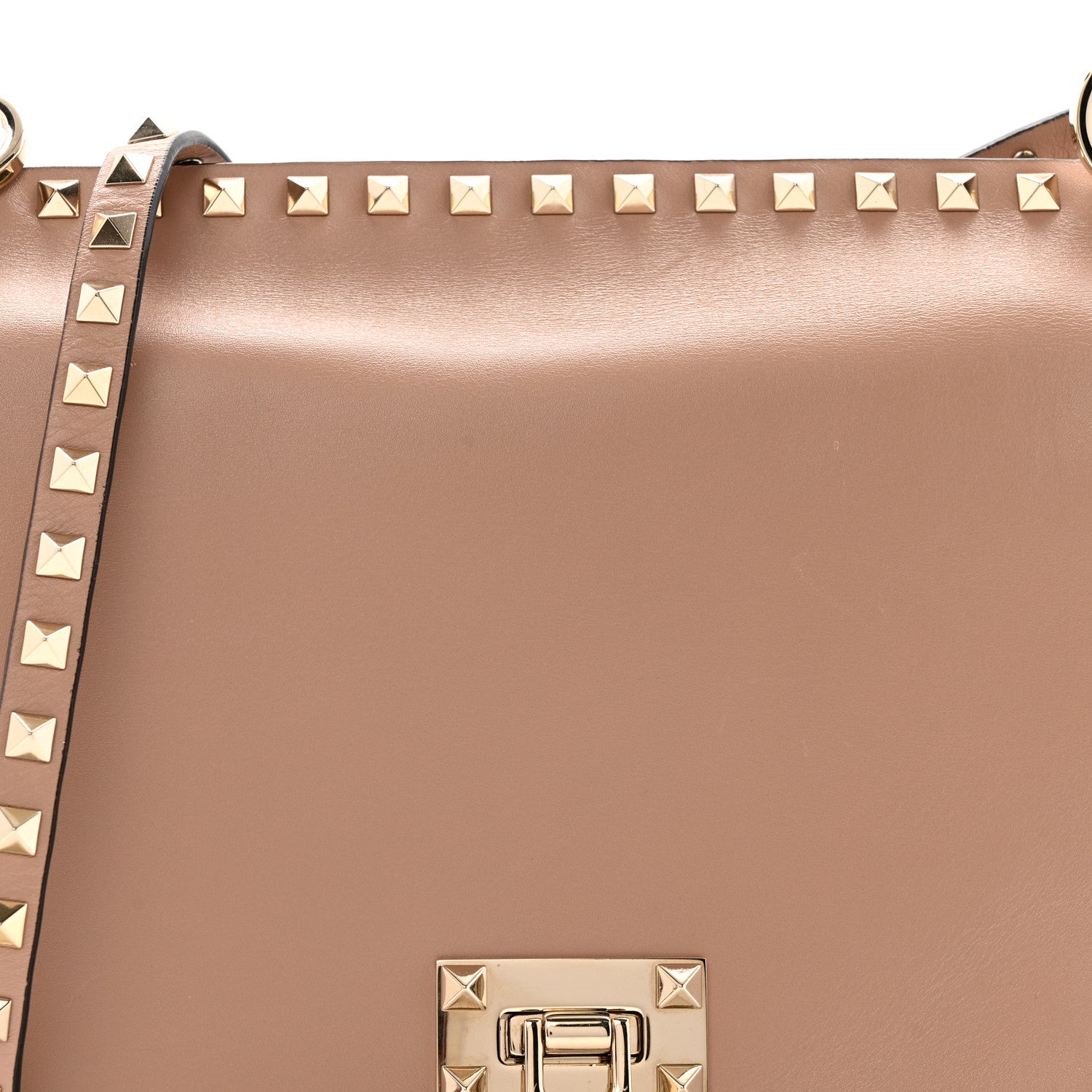 Valentino Garavani Calfskin Rockstud Saddle Bag Poudre 7 of 11