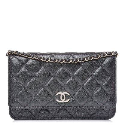 Chanel Iridescent Caviar Quilted Wallet On Chain WOC Black 1 of 12