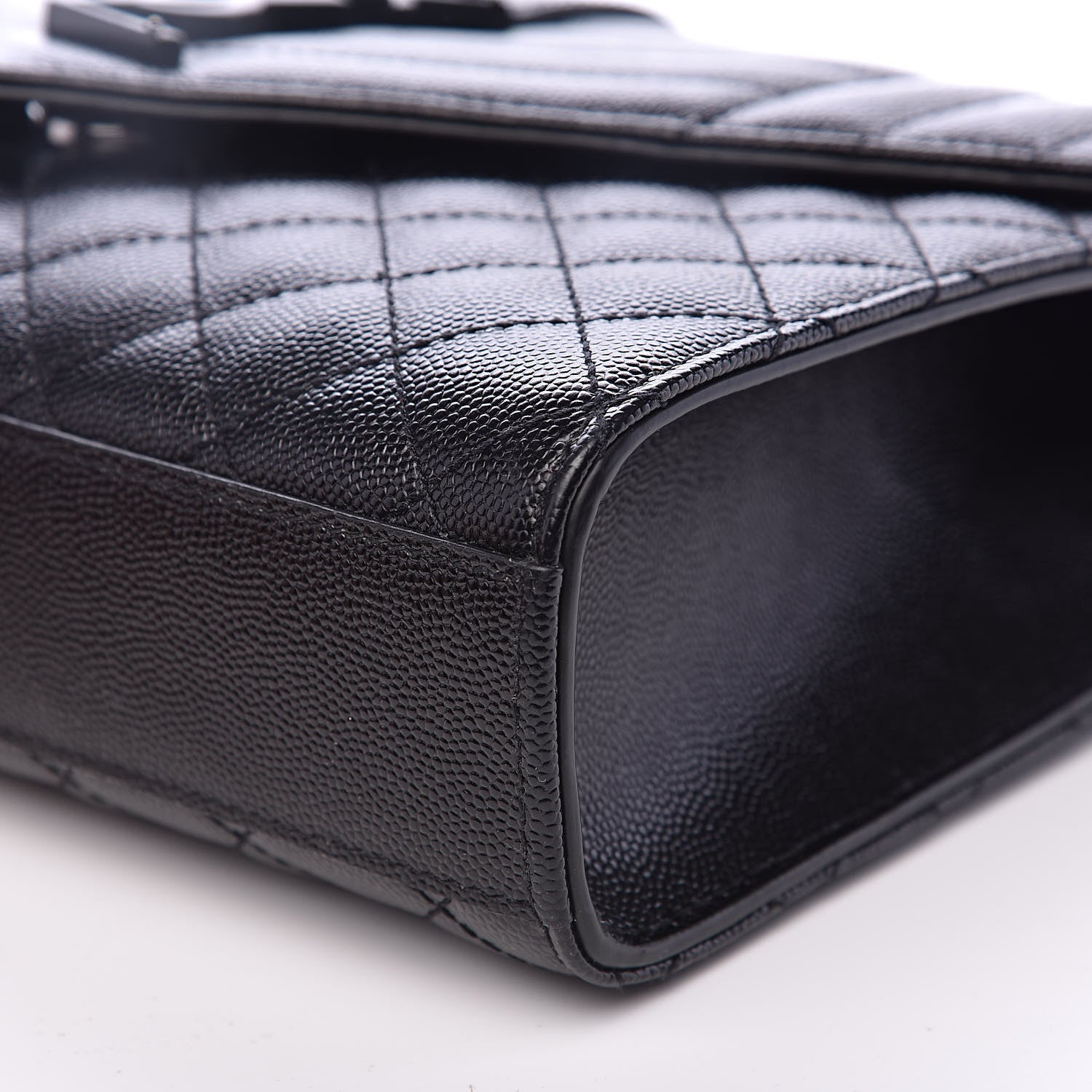 Saint Laurent Grain De Poudre Textured Mixed Matelasse Triquilt Medium Monogram Satchel Black 9 of 10