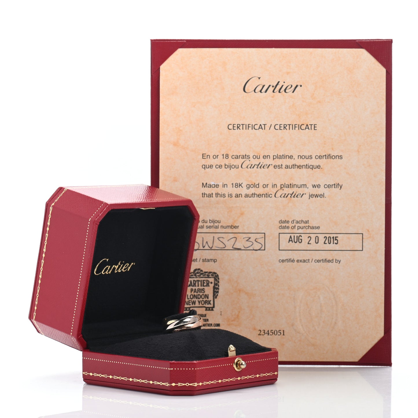 18K Pink Yellow White Gold Classic Les Must De Cartier Trinity Ring 49 4.75